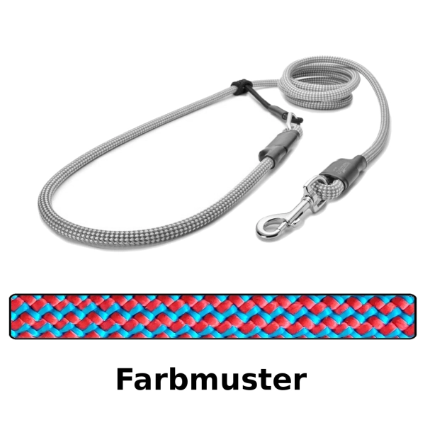 EASYLONG Hundeleine - M - 2m - rot-blau im Zickzack